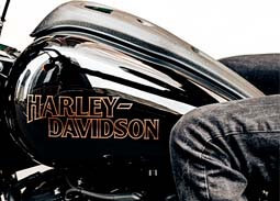 Destaque ao console do modelo e à marca Harley Davidson